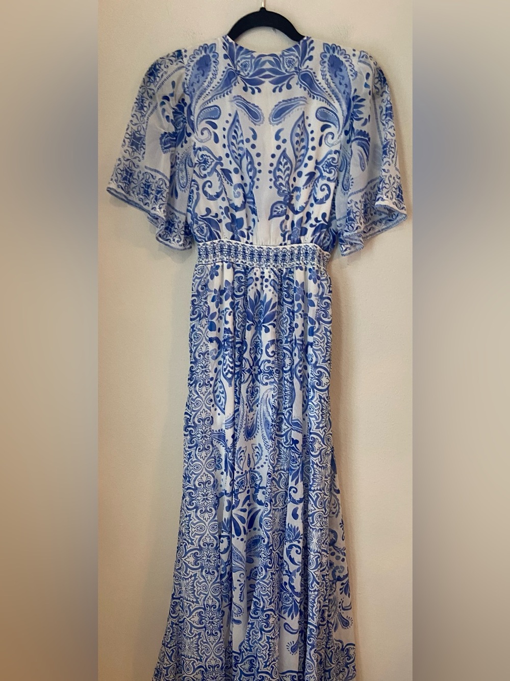 Hale Bob Ellis Chiffon Maxi Dress Blue White Size S - Picture 6 of 6
